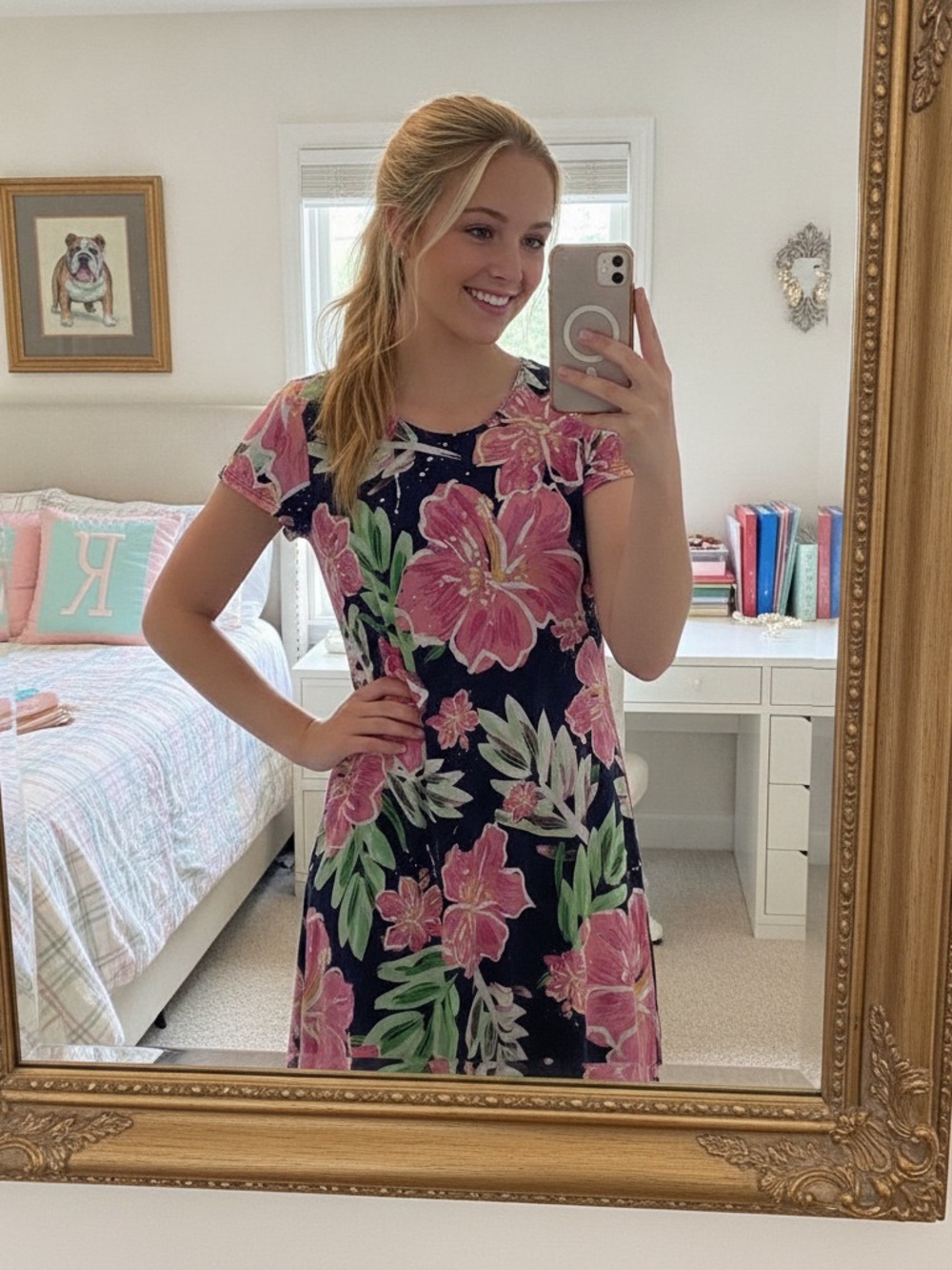 Ivy Lane navy floral dress | size medium